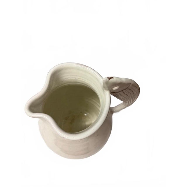 Rustic European Large 13" Hand-Made Italian Ceramic Pitcher With Figural Fish Handle For Sale - Image 3 of 8