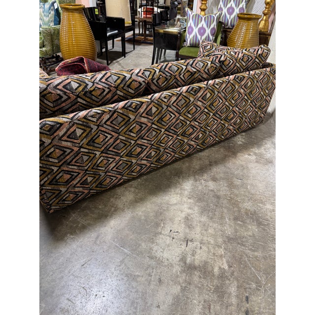 1980s Vintage 70s Sofa Newly Reupholstered Geometric Fabric For Sale - Image 5 of 8