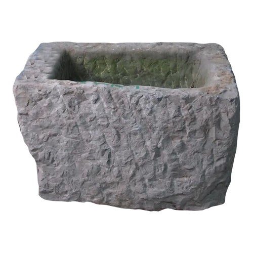 Antique Long Hand Chiseled Stone Trough