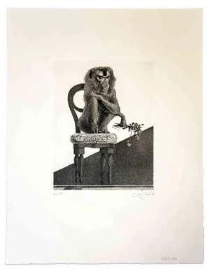 Leo Guida, The Monkey, Original Etching, 1972