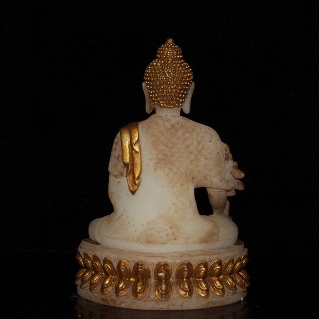 Late 19th Century Gilt Glass Shakyamuni Buddha Statue, 358g For Sale - Image 4 of 9