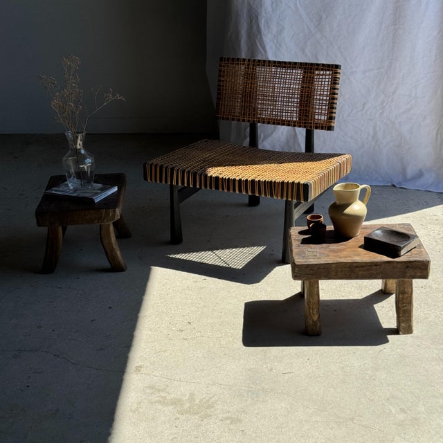 1980s Small Antique Stool in Teak, 1980s For Sale - Image 5 of 11