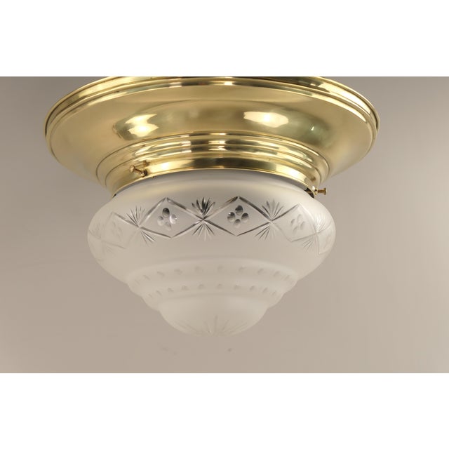 Gold Art Deco Cut Glass Ceiling Lamp, Austria, 1920s For Sale - Image 8 of 8