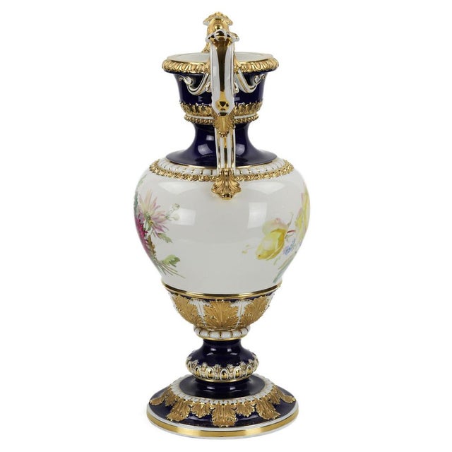 Large 19th Century Salon Vase with Flowers by Ernst August Leuteritz for Meissen For Sale - Image 5 of 9