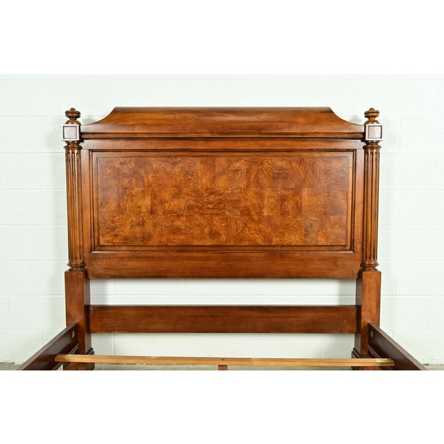 Ethan Allen French Louis Philippe Burl Wood Queen Size Bed For Sale In South Bend - Image 6 of 12