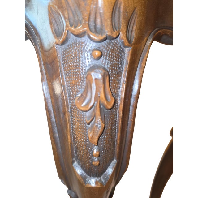 Late 20th Century Late 20th Century Sherrill Made in Italy Carved Wood & Marble Console Table For Sale - Image 5 of 10