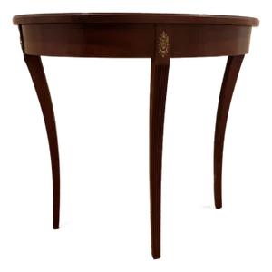 Vintage Ethan Allen Federal Style Demilune Console Table With Cherrywood Finish and Brass Accents
