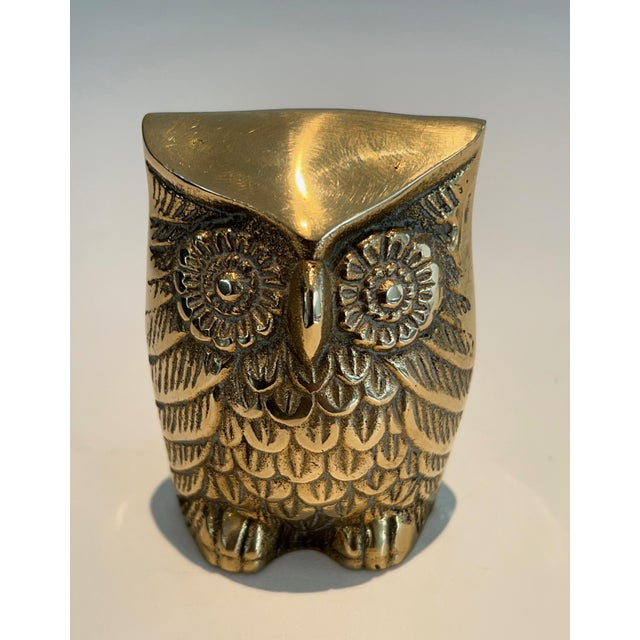 Brass 1970s Set of 3 Small Decorative Brass Owls For Sale - Image 8 of 12