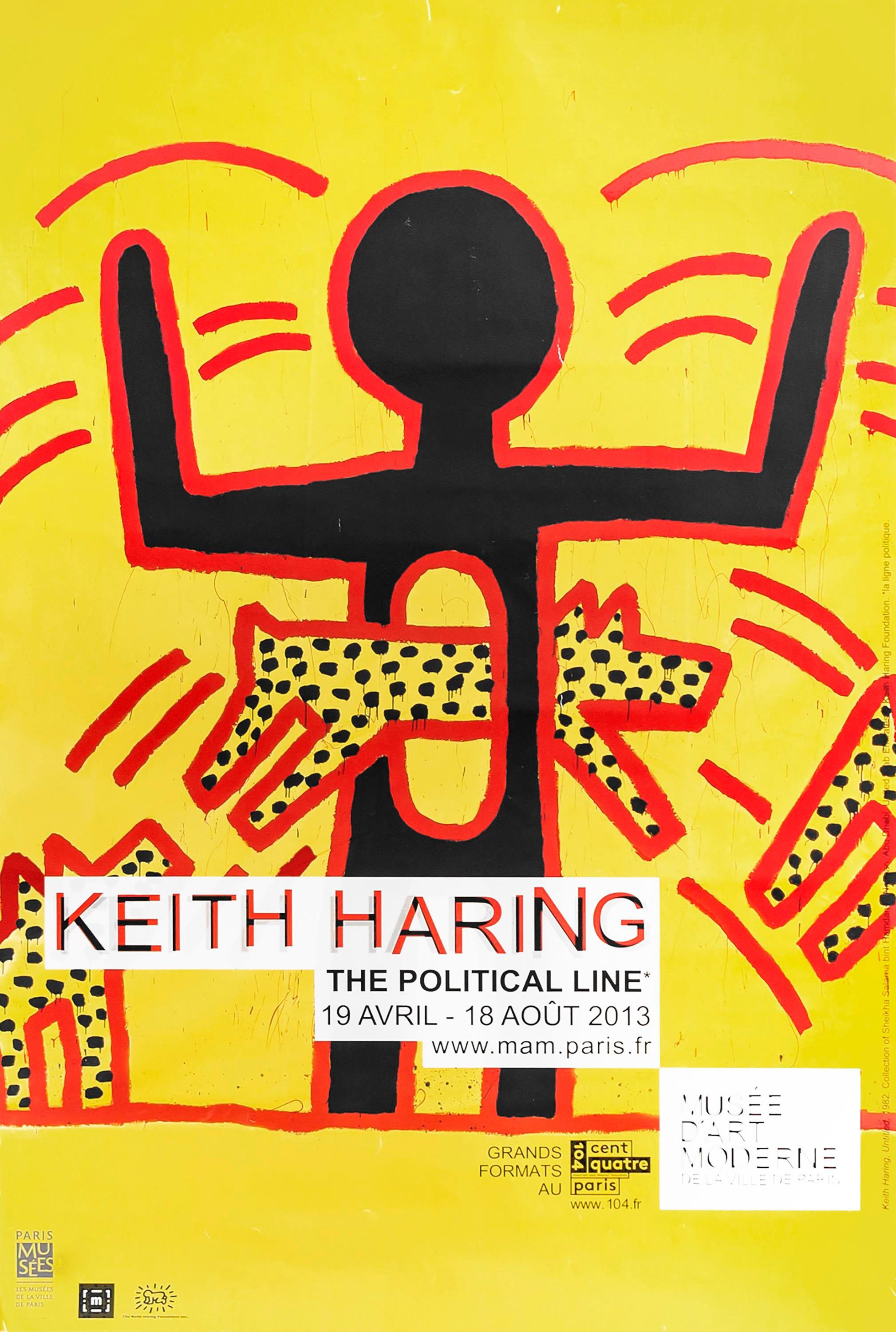 2013 Original Keith Haring Poster, Political Line, Musee d