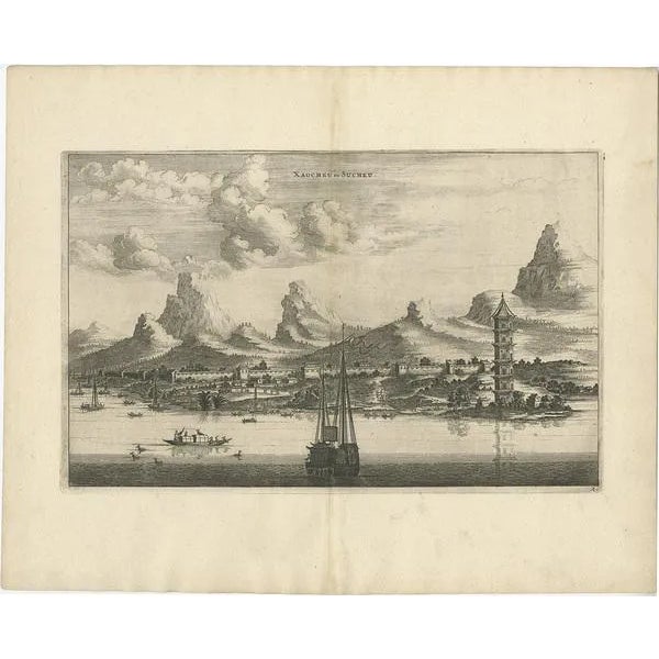 Illustration of the City of Sucheu in China, 1668, Print For Sale