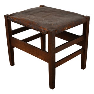 Gustav Stickley Antique Mission Oak Arts & Crafts Stool or Ottoman, Circa 1910 For Sale