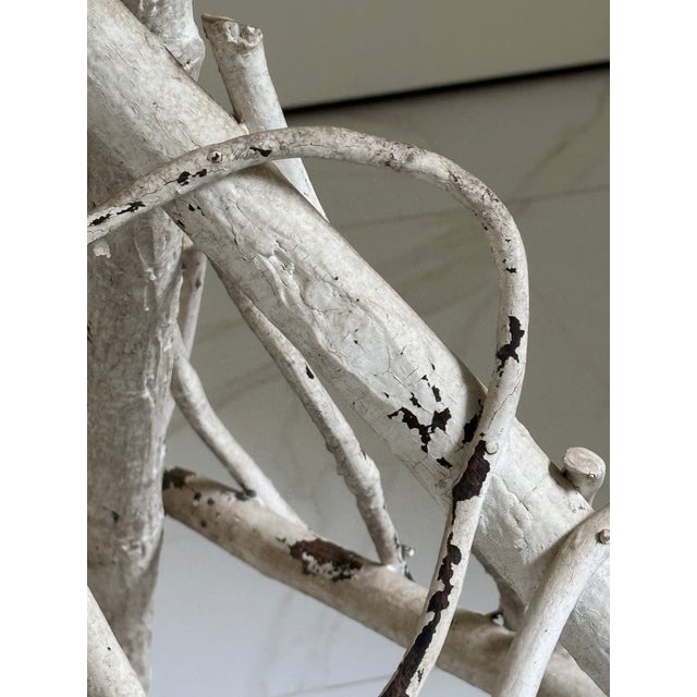 Early 20th Century Antique Folk Art Handcrafted Adirondack Style Twig Table With Decorative Scroll Base For Sale - Image 9 of 16