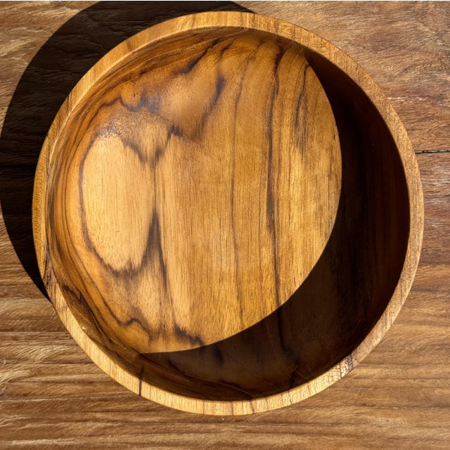 Bowl in Teak, 1980s For Sale - Image 11 of 11