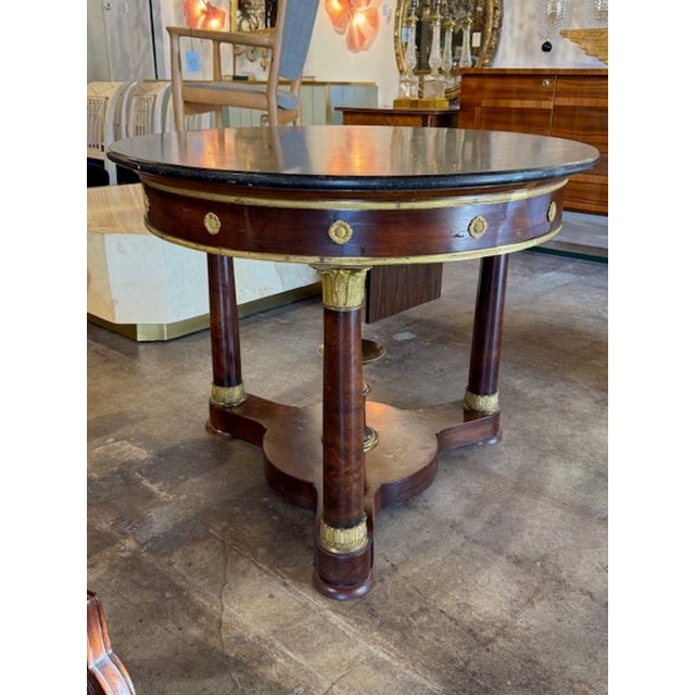19th Century French Empire Style MahoganyTable With a Marble Top For Sale In Dallas - Image 6 of 8