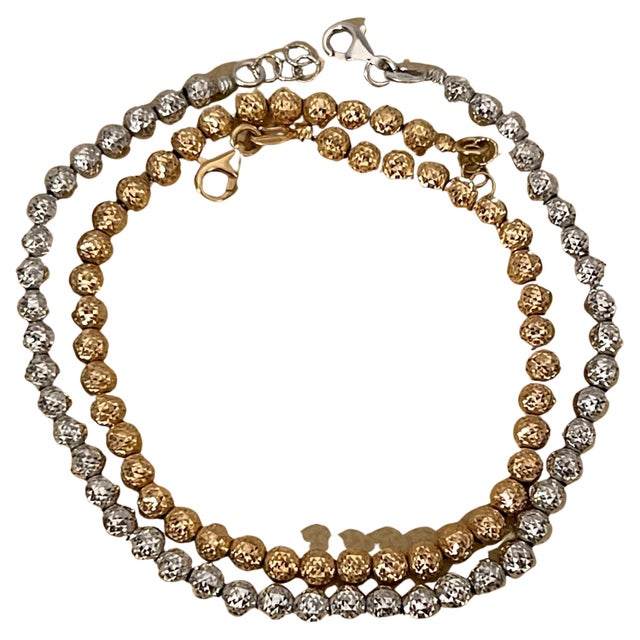 2010s Pair of 18 Karat White Gold/ Rose Gold Ball Bracelets, 8.2 Gm For Sale - Image 5 of 18