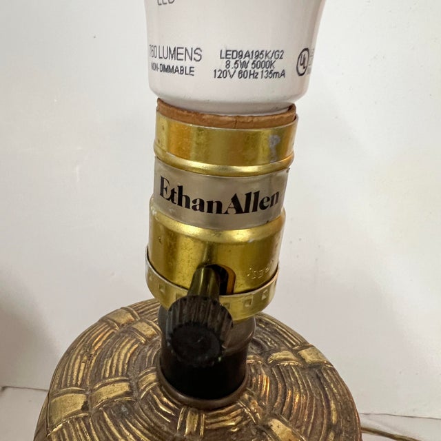 Ethan Allen Small Brass Table Lamp For Sale - Image 6 of 7