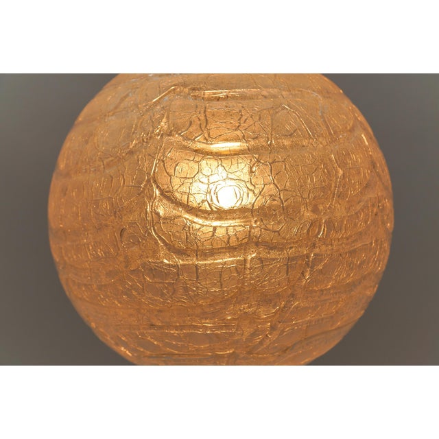 Metal Large Ice Glass Ball Pendant Lamp from Doria Leuchten, Germany, 1960s For Sale - Image 7 of 8