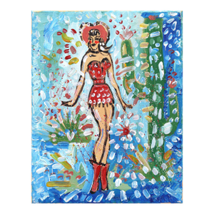 Desert Dream - Abstract Color Drenched Figurative Pinup Painting on Canvas Original Artwork by Jesse Black