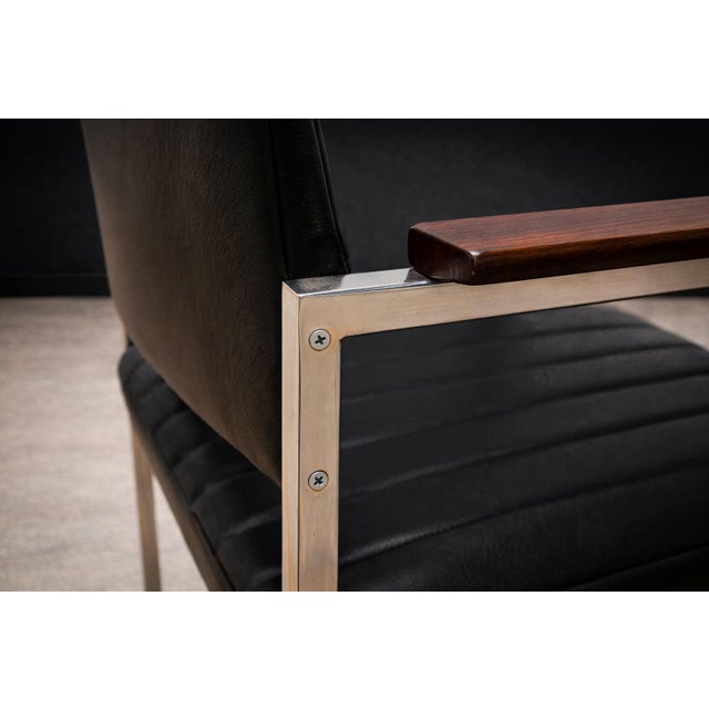 Armchair in Steel, Leather & Rosewood Unknown, 1960s For Sale - Image 11 of 11