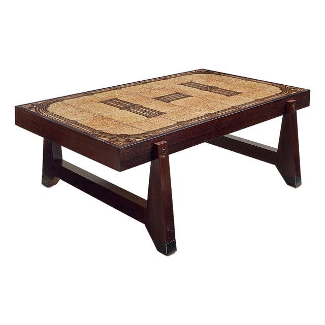 The Vintage 1970s Rosewood and Tile Coffee Table For Sale