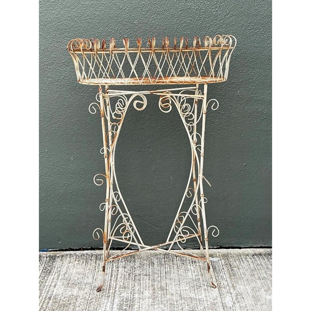 Vintage Scrollwork Iron Plant Holder For Sale - Image 9 of 12