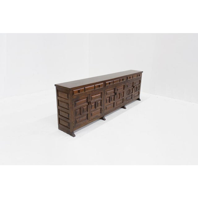 Vintage Spanish Brutalist Credenza, 1970s For Sale - Image 4 of 8
