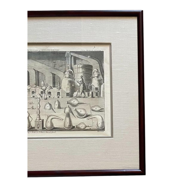 The product is a rare 1751 engraving by artist Nathaniel Parr titled Chemical Laboratory, featuring a landscape...