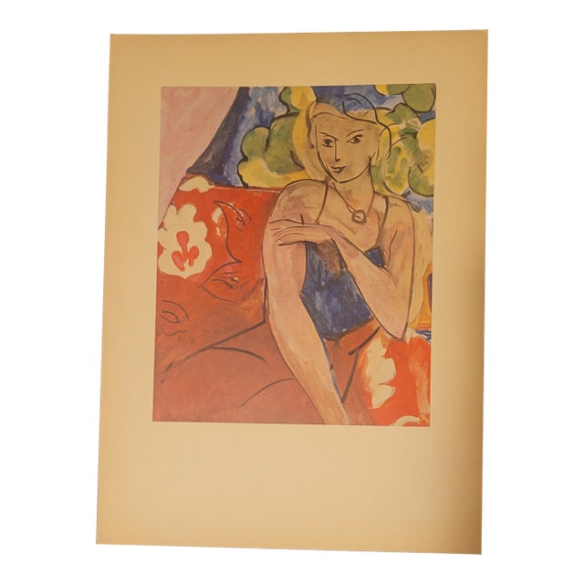 Rare HTF Authentic Original Matisse Color Plate/Lithograph "Girl on a Red Background " Skira Publisher-Artist's Private Collection For Sale