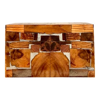 Vintage Wood Mosaic Box For Sale