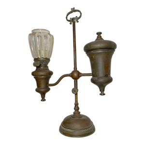 Antique 1800's Manhattan Brass Co. Large Ornate Electrified Oil Student Lamp