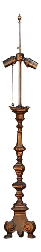 French Gilt Bronze Baroque Style Candlestick Lamp