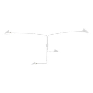 Mid-Century Modern White Four Rotating Straight Arms Wall Lamp For Sale