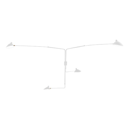 Mid-Century Modern White Four Rotating Straight Arms Wall Lamp For Sale