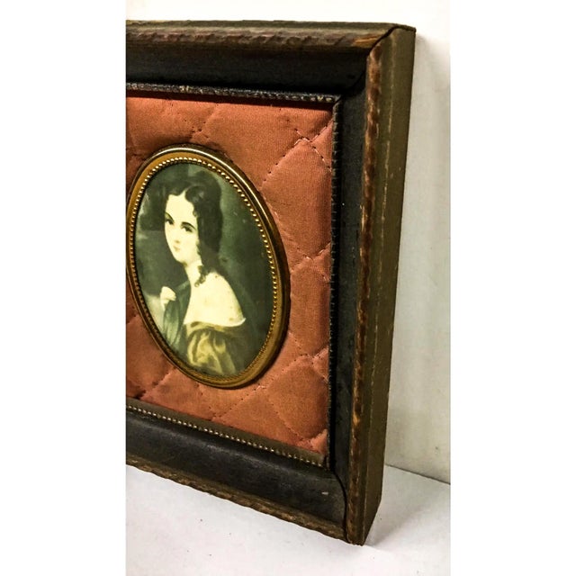 Also listed on Etsy A lovely little print of a pretty young lady. She looks like around 20 years old, and the frame looks...