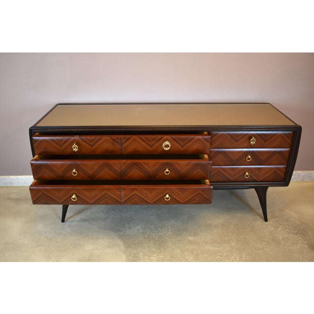 Vittorio Dassi Vintage Italian Nine-Drawer Commode Attributed to Vittorio Dassi, 1950s For Sale - Image 4 of 5