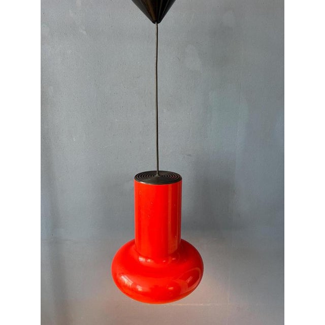 Vintage Space Age Red Cone Pendant Lamp For Sale - Image 3 of 11