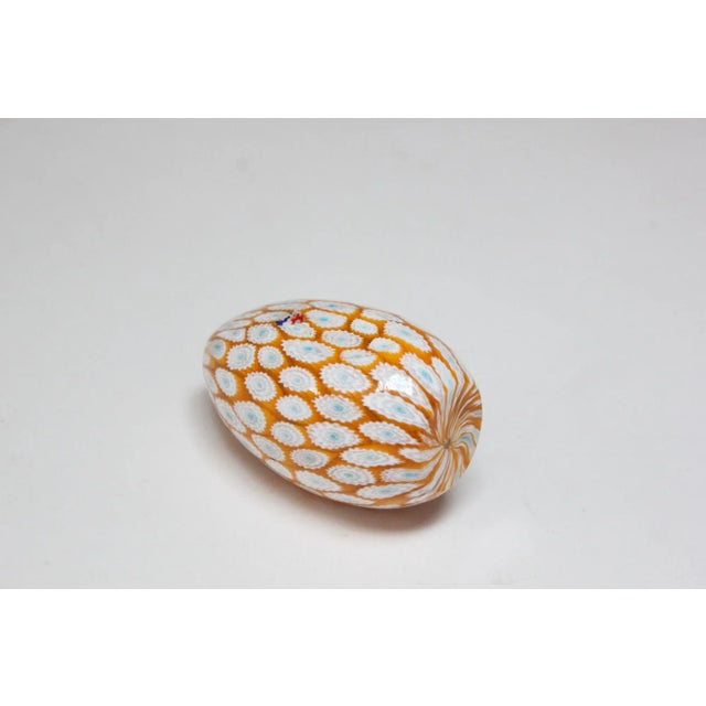 1980s Vintage Italian Modernist Murano Millefiori Mosaic Glass Egg Paperweight Sculpture For Sale - Image 5 of 10