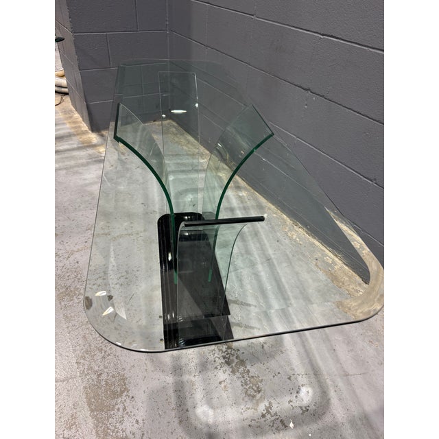 Art Deco (Two Available) Vintage Modern Modernage Bent Glass 6 Piece Console Table For Sale - Image 3 of 10