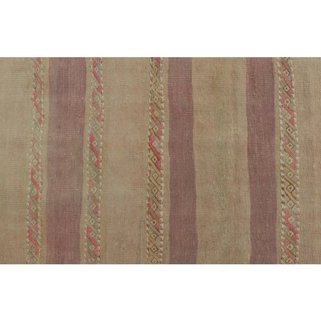 Purple Mid 20th Century Vintage Hand Woven Turkish Kilim Runner With Stripes Purple Taupe and Tan For Sale - Image 8 of 11