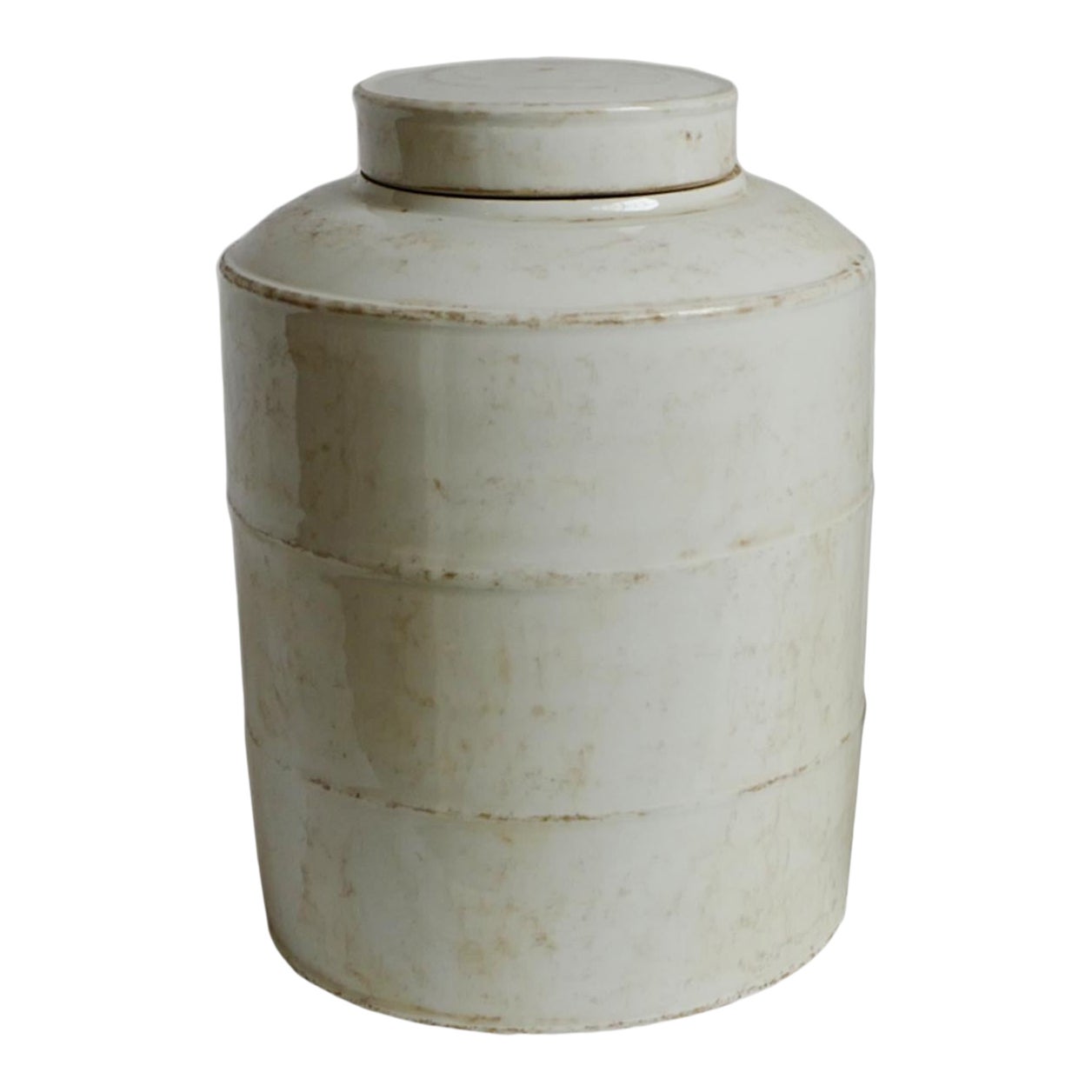 Vintage White Ceramic Jar with Lid Chairish