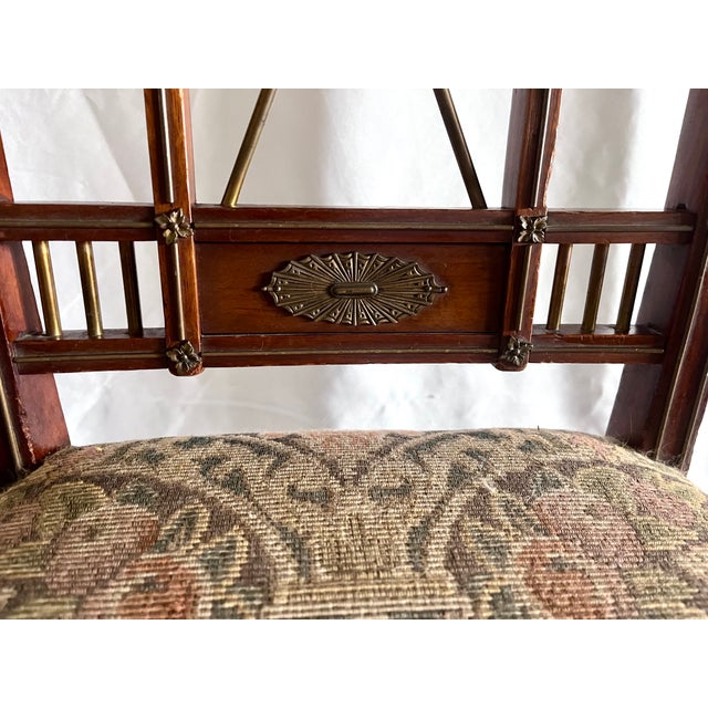 Antique Edwardian Neoclassical Mahogany Side Chairs With Brass Mounts - A Pair For Sale - Image 12 of 15