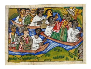 Procession - Original Mixed Media on Ivory-colored Cardboard - 20th Century 20th Century