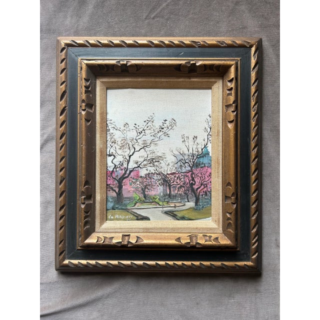 Vintage oil painting on canvas from a Philadelphia estate. Painting is of Logan circle in Philadelphia which is near the...