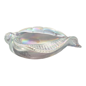 Mid 20th Century Licio Zanetti Signed Murano Italy Iridescent Conch Shell Glass Bowl Sculpture