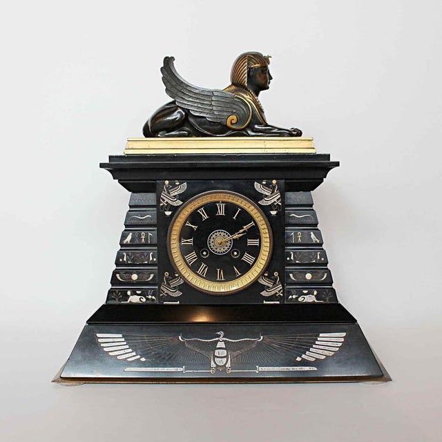 Egyptian Revival Clock, 1890s For Sale - Image 9 of 9