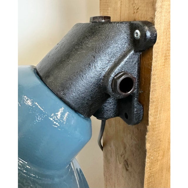 Mid-Century Modern Industrial Blue Painted Factory Wall Cage Lamp from Elektrosvit, 1960s For Sale - Image 3 of 13
