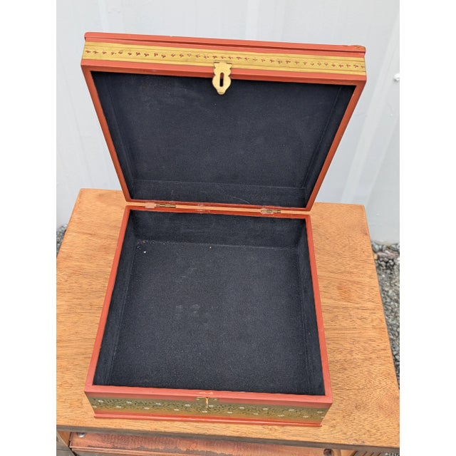 Early 21st Century Vintage Box / Jewelry Box Hand Painted Wooden Box Beautiful Decorative Art Work For Sale - Image 5 of 6
