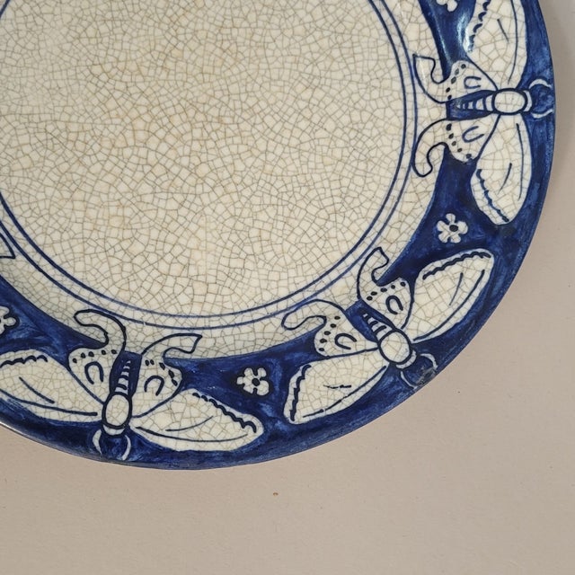 1910s Dedham Pottery Moth Plate, Arts & Crafts Era, C. 1910 For Sale - Image 5 of 9