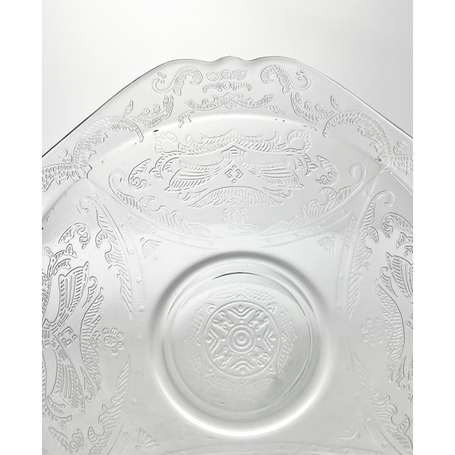 1930s 1930s Federal Glass “Madrid, Clear” 7 Etched Glass All Purpose Soup Bowls For Sale - Image 5 of 5