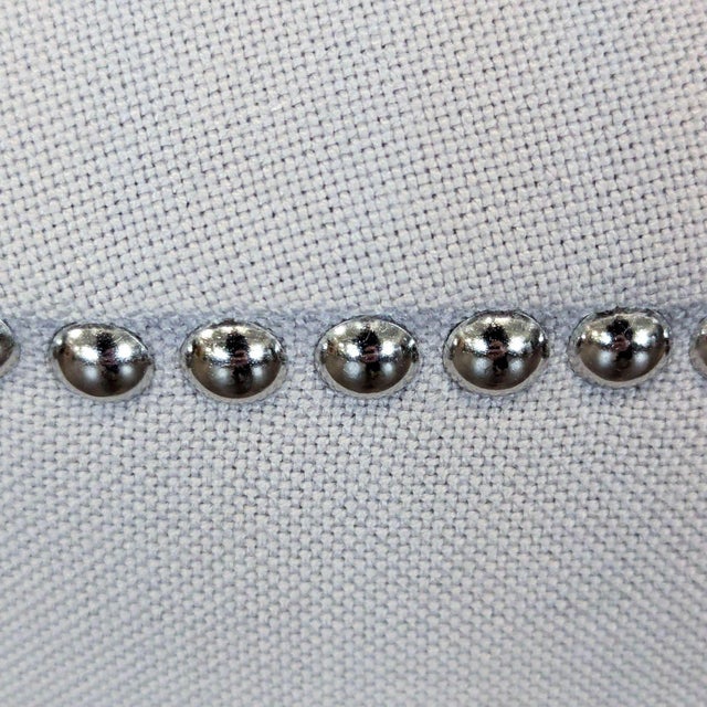 2010s Safavieh Florentine Beige Linen Ottoman For Sale - Image 5 of 6